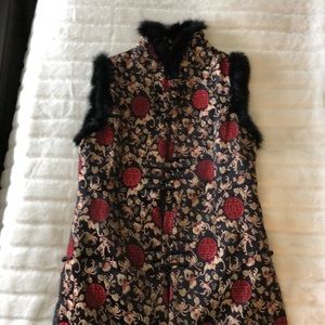 One-of-a-kind fur trimmed Asian Vest